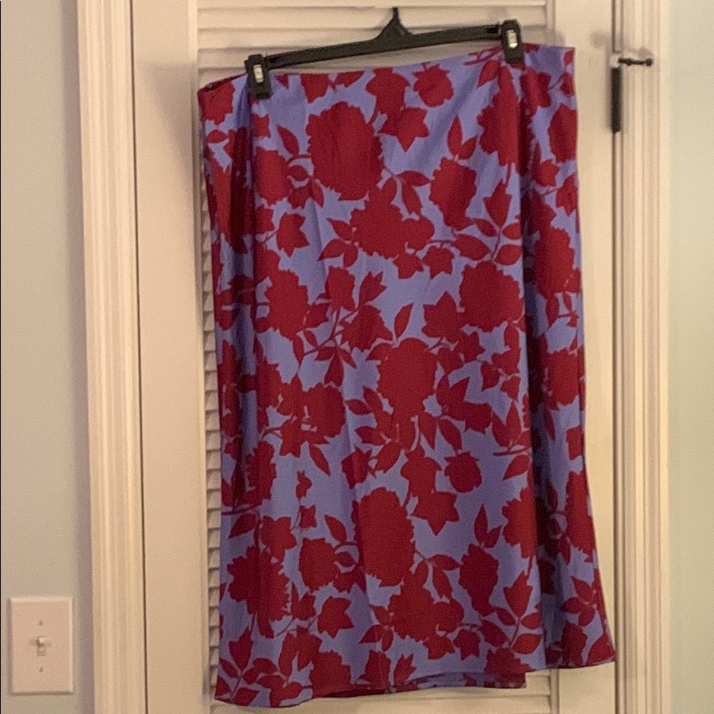 J. Crew Red and Blue Midi Pencil Skirt Resort Wear